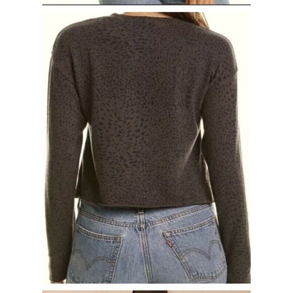 Monrow Cheetah Mini Boyfriend Crop Sweatshirt Small - Picture 2 of 4